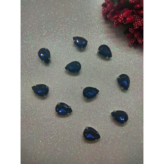 Стразы в цапах "Капля" цв. темно-синий, цена за 1 шт